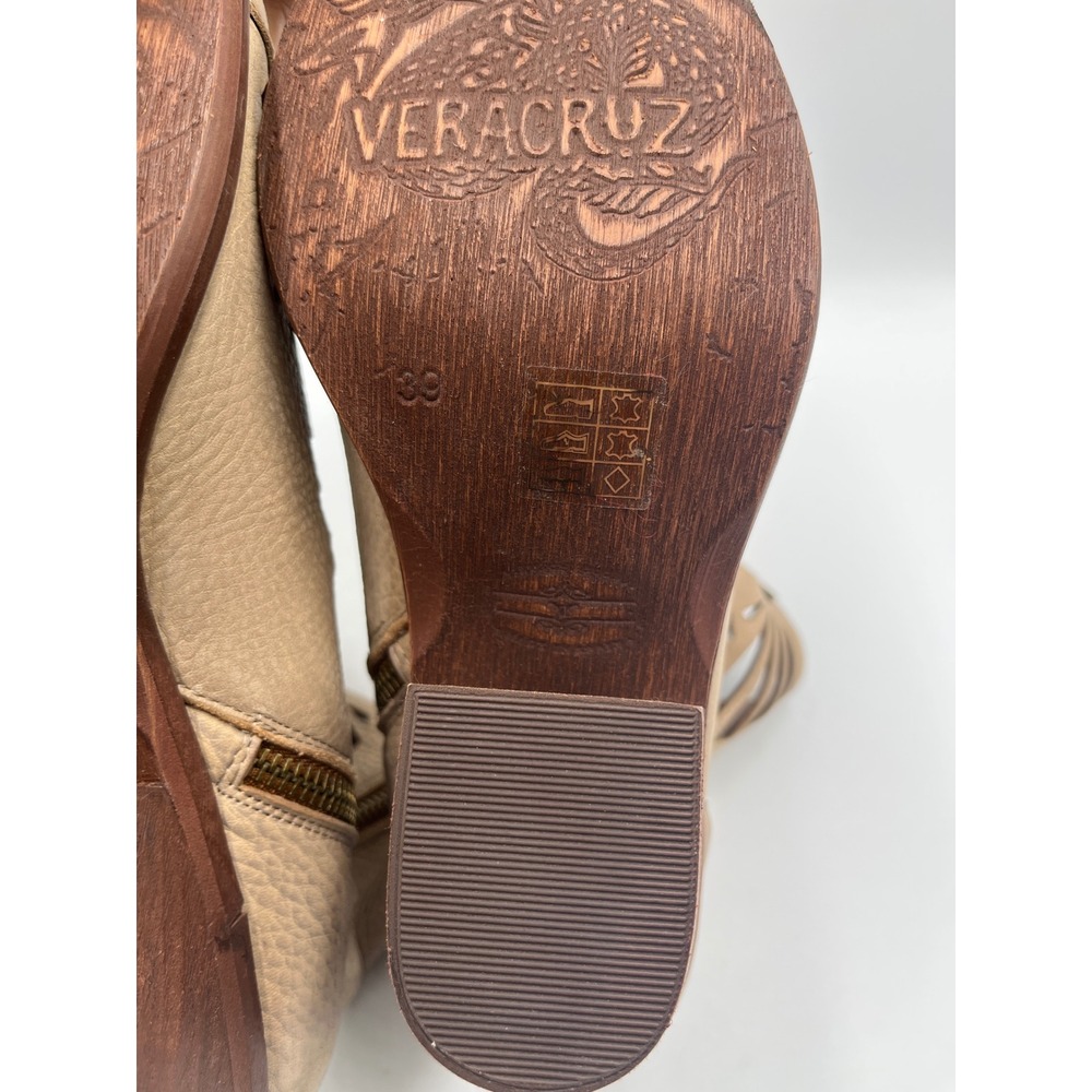 Veracruz Mallory Distressed Leather Cutout Booties EU 39 Tan Boho Made Spain - Picture 8 of 11